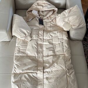 Cream Hooded Puffer Coat
